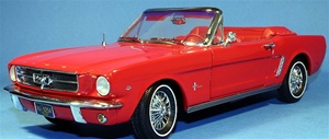 1964 1/2 FORD MUSTANG PRECISION 100 - EXTREME DETAIL! RANGOON RED/RED INTERIOR CONVERTIBLE(1/18) Rare Diecast  (fs)