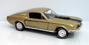 1968 Ford Mustang Fastback CJ428  Sunlit Gold with Black Striping & Interior (1/18) Rare Diecast  (fs)