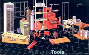 Garage Tools (Asst hand tools, tool chests, jacks, eng stand, etc) (1/24) (fs)