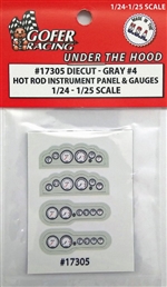 Race Car Instrument Panel and Gauges - Diecut Plastic "Gray # 4" (1:24-1:25)