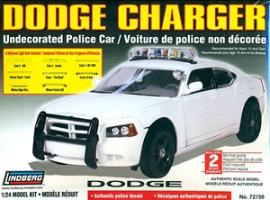 Dodge Charger Police Car - Unmarked White Police Car - Unpainted w/8 light bars & authentic decals (1/24) (fs)