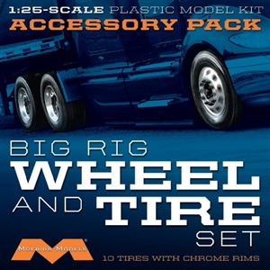Big Rig Wheel and Tire pack (Factory Sealed Bag Shots No Box) (Set of 10 tires with chrome wheels)  (1/25) (fs)