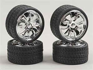 Alba's Chrome "Spinning Center" Rims with Tires (Set of 4) (1/25)