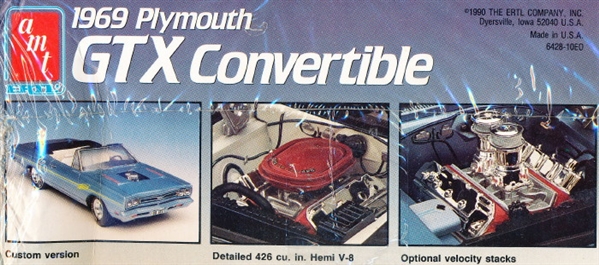 AMT 6428 1969 Plymouth GTX Convertible 2n1 KIT Model Car Mountain 1/25  NIB SI 