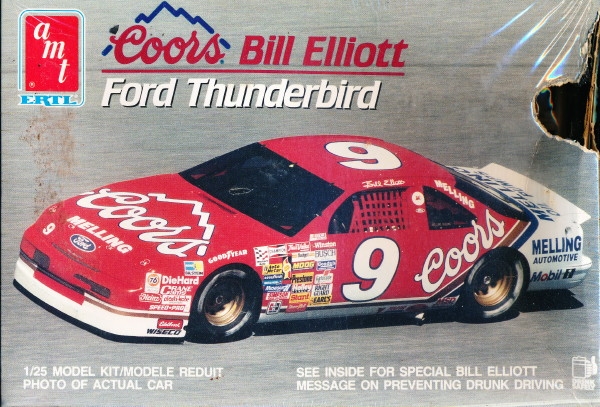 Coors Light Ford Thunderbird Elliot #9 Model Car Kit AMT 1 25scale NASCAR for sale online 