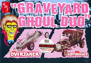 Graveyard (Munsters) Ghoul Duo "The Overtaker" (Munsters Coach) in Black and The "Bodysnatcher" (Dragula) in Silver (1/25) (fs)