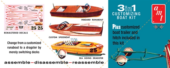 AMT 1056 1:25 Customizing Boat Model Kit 3-in-1