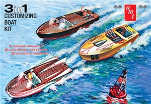 1959 Customizing Speed Boat (3 'n 1) Inboard Runabout, Customized Speedboat, or Seagoing Dragster (1/25) (fs) Damaged Box