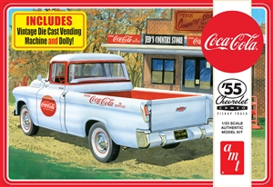 1955 Chevy "Coca-Cola" Cameo Pickup with Diecast Coke Machine and Dolly (1/25) (fs)