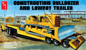 Construction Bulldozer and Lowboy Trailer Combo