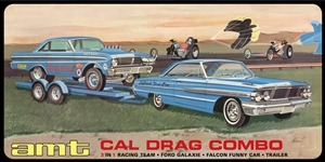 Cal Drag Combo Racing Team 1964 Galaxie and AWB Falcon with Trailer (3 'n 1) (1/25) (fs)