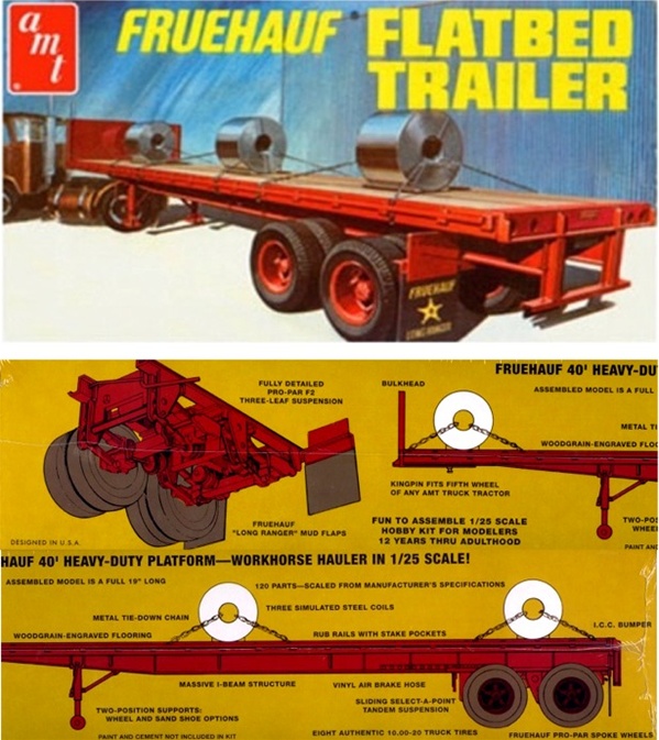Fruehauf Flatbed Trailer AMT Model Kit 8626 1/25 1992 for sale online 