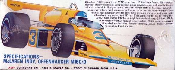 Fórmula de los modelos FM01 1/43 McLaren M16C/D 1974 Indy ganador Rutherford *** *** Kit 