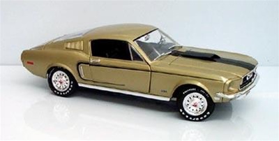 1968 Ford Mustang Fastback Cj428 Sunlit Gold With Black Striping Interior 1 18 Rare Diecast Fs