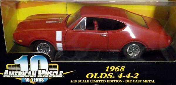 LGB 1:24 Scale Red 1968 Oldsmobile 442 4-4-2 Detailed Welly Diecast Model Car 