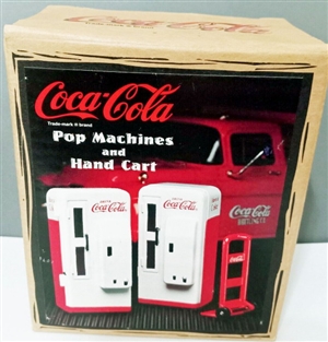 Coca- Cola Classic Diecast Vending Machines and Dolly  (1/25)