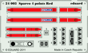 Photo-Etch Race Car or Pro Street Seatbelts - Sparco 4 Points Red Pre-Painted (1/24 & 1/25)