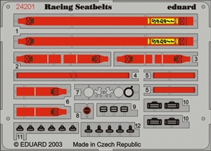 Photo-Etch Race Car or Pro Street Seatbelts - Sabelt-6 Points Red Pre-Painted (1/24 & 1/25)