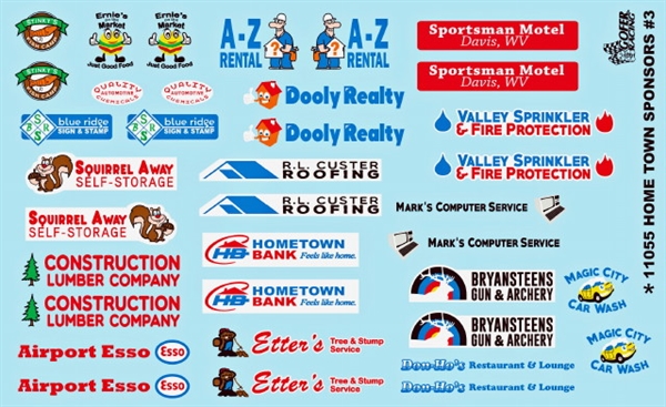 GOFER RACING HOMETOWN SPONSOR DECAL SET #1 FOR 1:24 and 1:25 SCALE MODEL CARS 