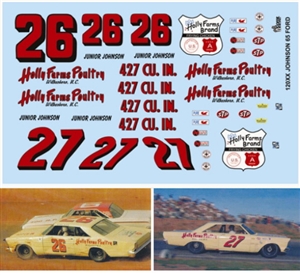 Gofer Racing Junior Johnson 1965 Ford Race Car Decal Sheet (1/25 or 1/24)