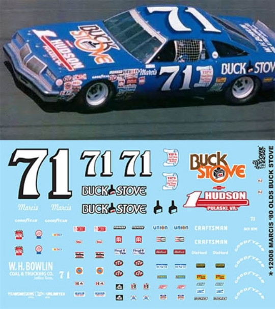 1/25th Scale Waterslide Decals #71 Dave Marcis Buck Stove Chevy 1980-81 1/24th