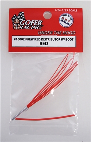 A Pre-Wired Distributor with Red Wiring and Plug Boot Material (1:24-1:25)
