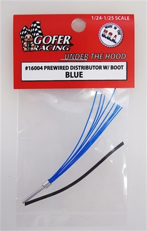 A Pre-Wired Distributor with Blue Wiring and Plug Boot Material (1:24-1:25)