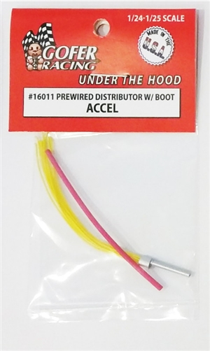 A Pre-Wired Distributor Yellow Accel Wiring with Red Plug Boot Material (1:24-1:25)