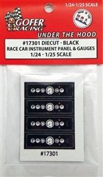 Race Car Instrument Panel and Gauges - Diecut Plastic "Black" (1:24-1:25)