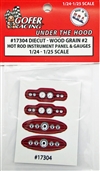 Race Car Instrument Panel and Gauges - Diecut Plastic "Wood Grain #2" (1:24-1:25)