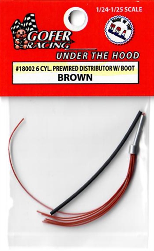 Brown 6 Cylinder Pre-Wired Distributor Wiring with Plug Boot Material (1:24-1:25)