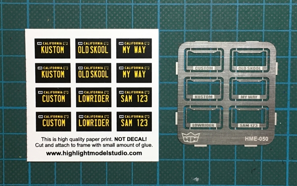 1/24 Scale California License Plate Decals For Die-cast Models 