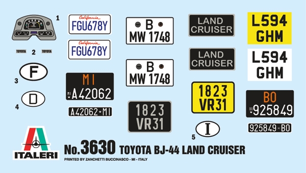 thumbnail image 2 of Italeri 3630 1:24 Toyota BJ-44 Land Cruiser Hard/Soft Top Plastic Model Kit – New 2 of 4