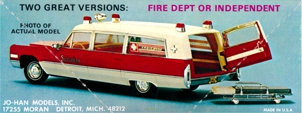 Jo-han Fire Rescue Ambulance 1/25 Scale Cadillac Model Kit GC-500 Complete 