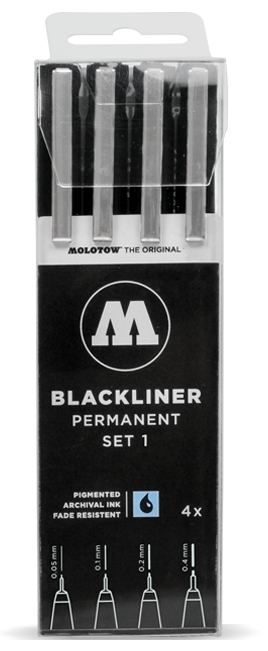 Molotow Blackliner Permanent Pen Set 1 (set of 4) (.05, .1, .2, .4mm)