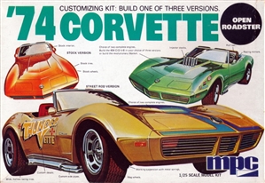 1974 Chevy Corvette Sting Ray Convertible (3 'n 1) Stock, Open Roadster, and Racing (1/25) (fs)