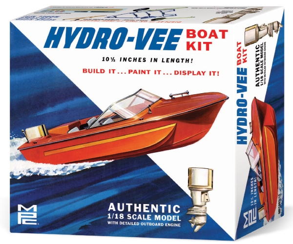 MPC 883  HYDRO-VEE Speed Boat W/ Trailer and Outboard plastic model kit 1/18 