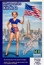 Betty American Beauty Pin-Up Girl Standing Holding Flag  (1/24)