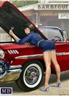 1950's-60's  Pin-Up Girl Wearing Short Shorts Leaning Over with a Wrench (1/24)