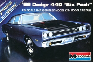 1969 Dodge 440 6-Pack with Blue Metal Glow Finish  (1/24) (fs)
