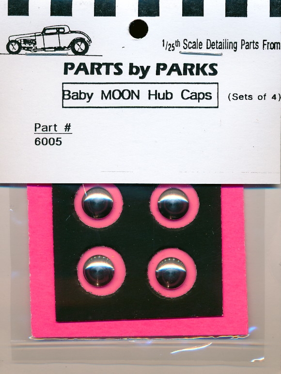 BABY MOON HUB CAPS 3/8 Diameter 1:24 1:25 PART BY PARKS CAR MODEL ACCESSORY 6005 