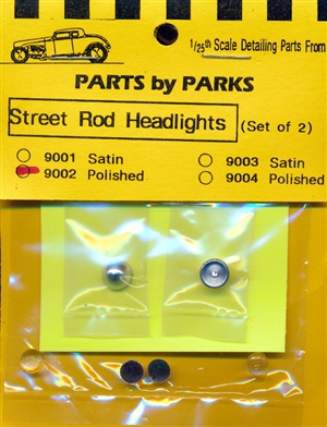 Street Rod Cone Back Headlights Polished Chrome (Set of 2) Turned Aluminum with Clear Lenses  (1/25 or 1/24)