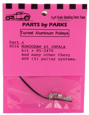 Turned Aluminum 1965 Chevy & Chevy 409 Pulley Set 5 Pulleys with Belt (1/25 or 1/24)