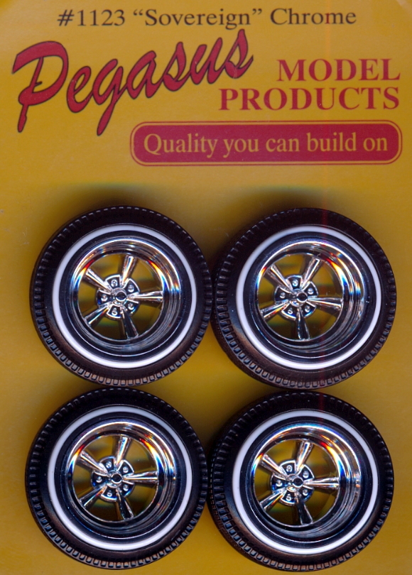 4 Pegasus Rim & Tire Set 1/24 1210 Chrome 3 Spoke Rims With Tires 