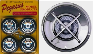 Crossbars Chrome Rims with Whitewall Tires (Set of 4 with Separate Crossbar Inserts) (1/25)
