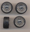 Spider wheels with tires - chrome (Set of 4) 1/25