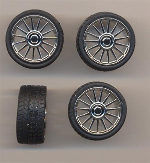 Spider wheels with tires - chrome (Set of 4) 1/25