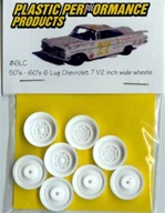 1950's-Early 60's Chevy 6 Lug Wheel (molded white) (set of 4 with inner wheels)