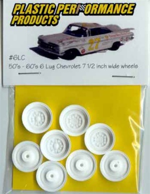 1950's-Early 60's Chevy 6 Lug Wheel (molded white) (set of 4 with inner wheels)