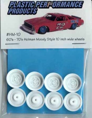 1960's and 70's Holman Moody Style 10 inch wide wheels. (molded white) (4 with inner wheels) 1/25